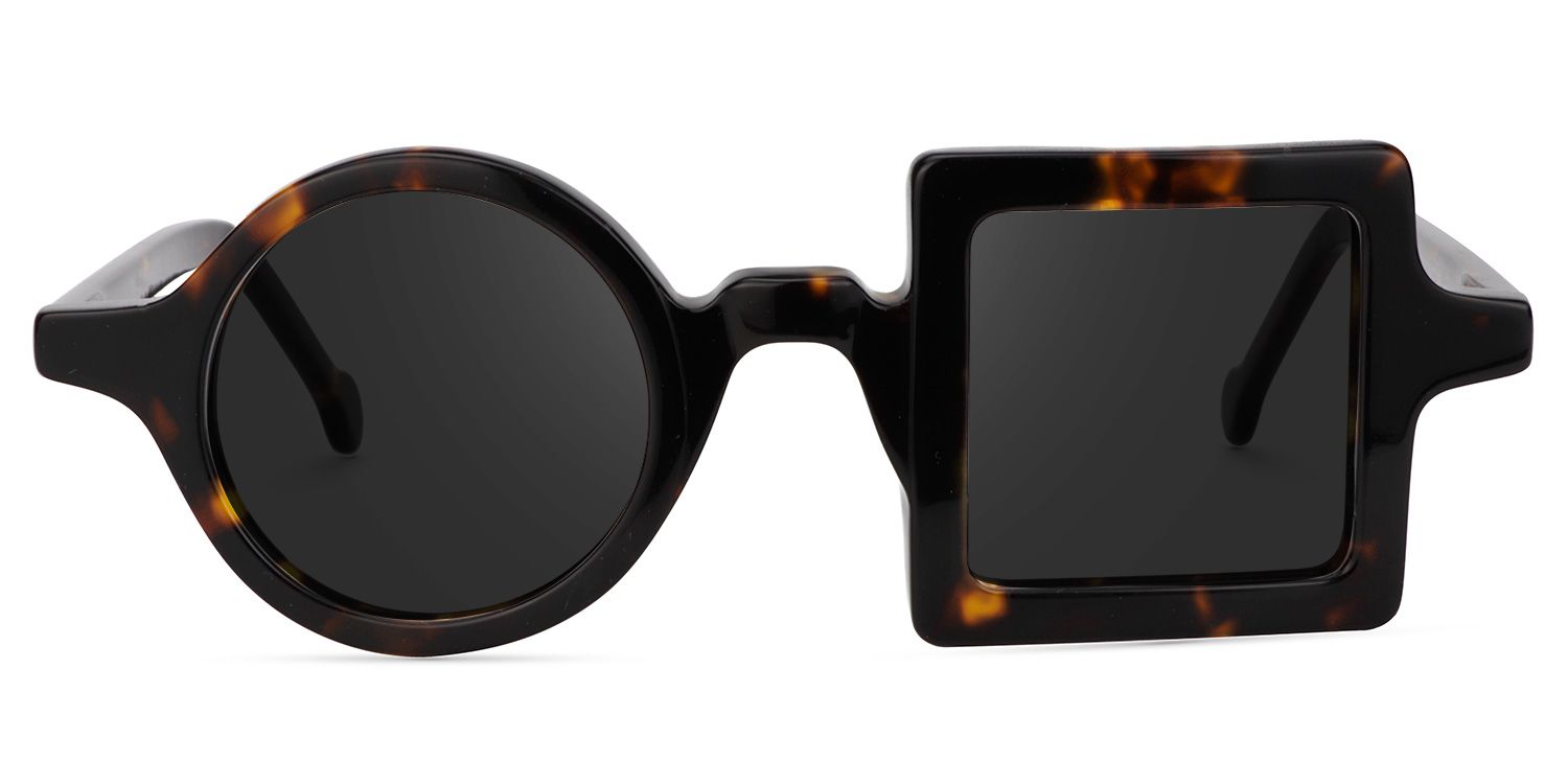 Paola Asymmetric Sunglasses with Tortoise Frames0