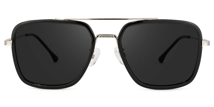 Nayeli Aviator Black-Silver Sunglasses