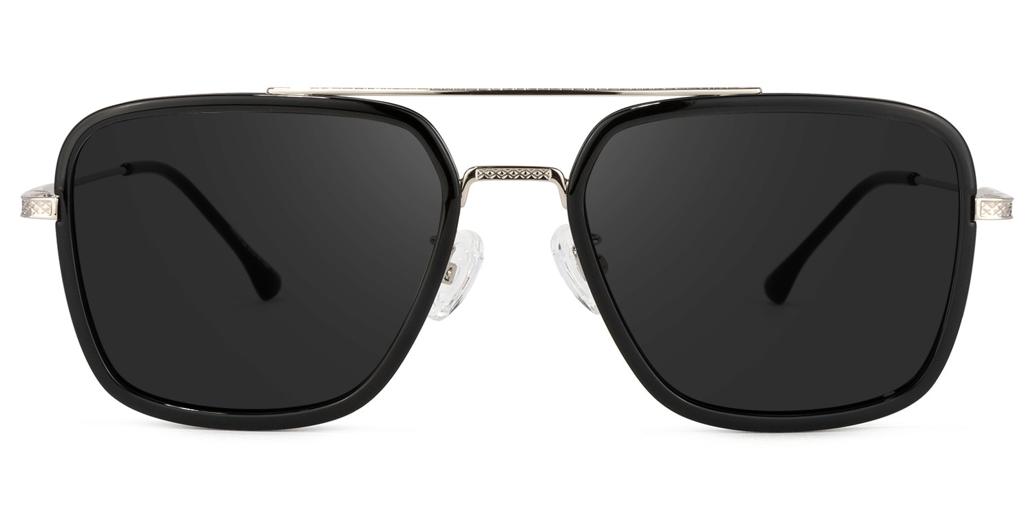 Nayeli Aviator Black-Silver Sunglasses