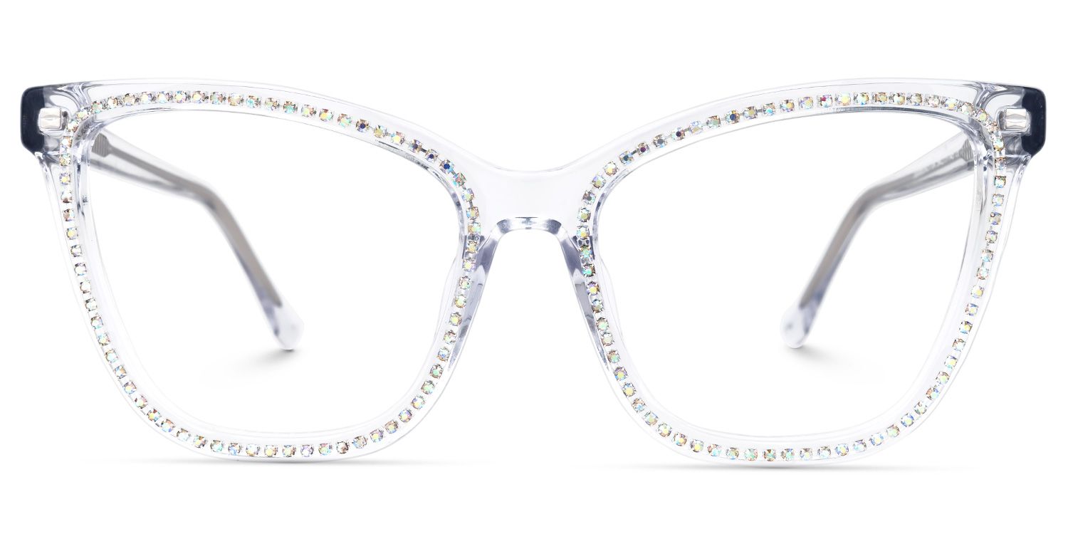 Goswami Square Clear Eyeglasses with Diamonds0