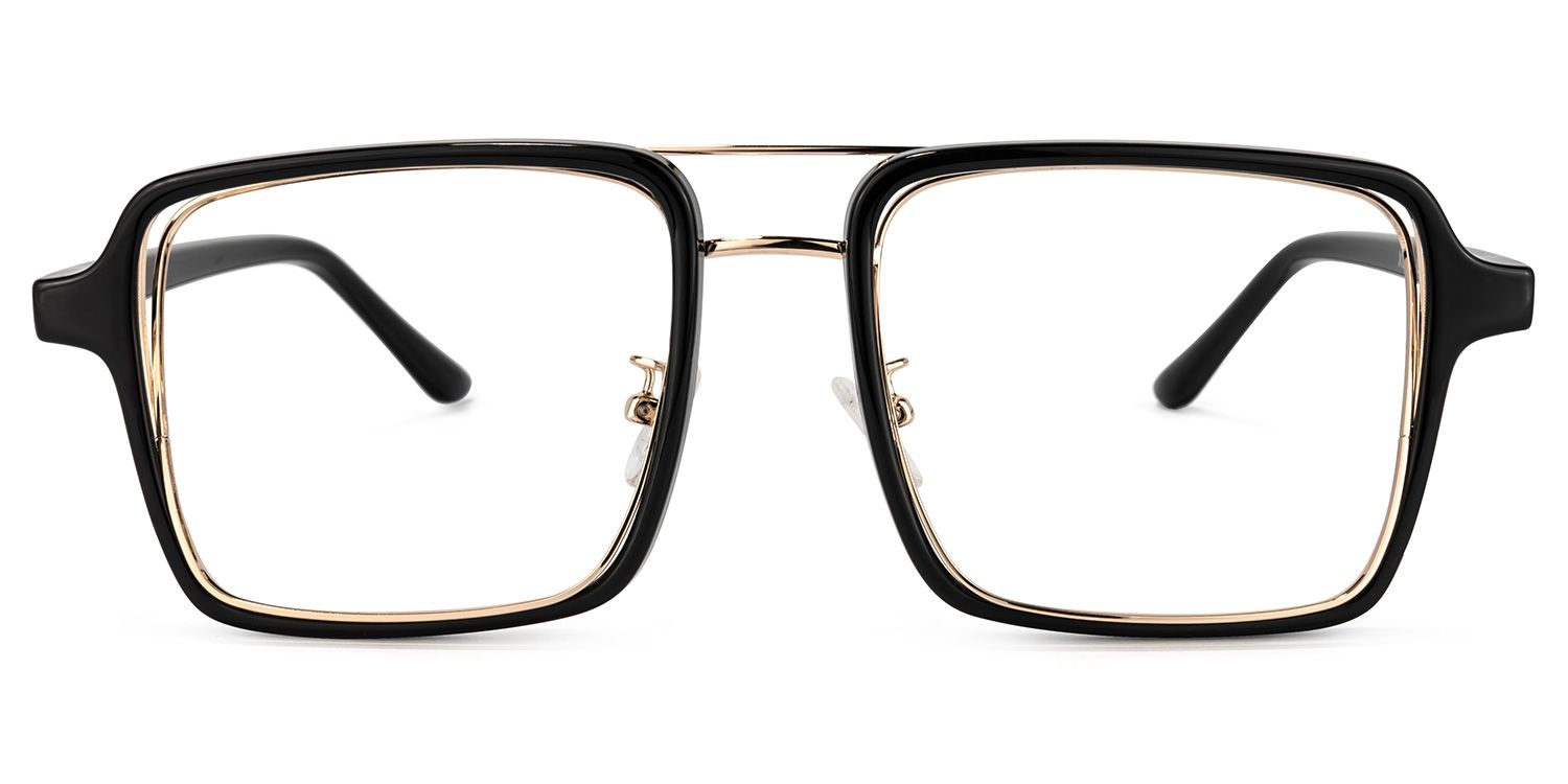 Nellie Aviator Black-Gold Glasses | Zeelool Glasses0