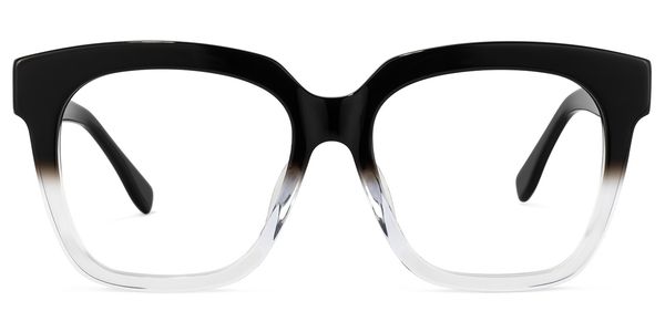 Xion Square Black to Clear Gradient Glasses Ombre Frames display picture 1