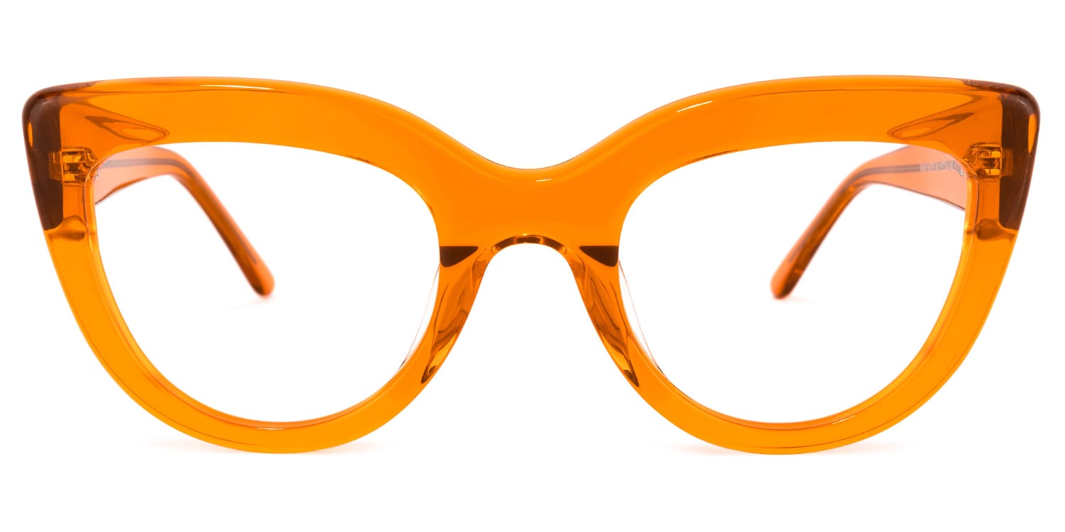orangeyuzuページ Qatar Square Orange Frame Glasses and Two-Tone Frames