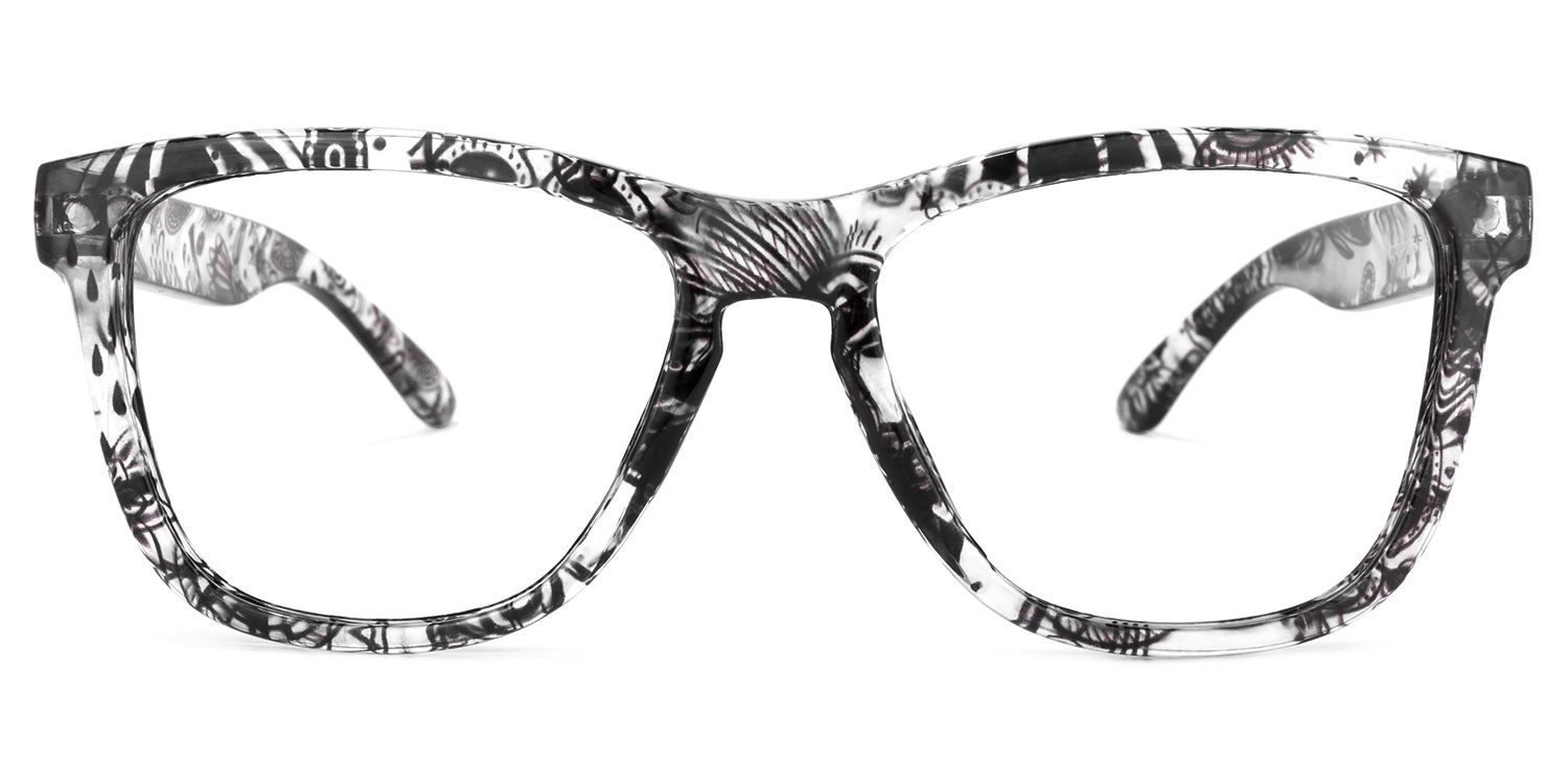 Randall Square Black-Floral Glasses | Zeelool Glasses0