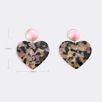 Vintage Heart Shape Black-Pink Floral Earrings3