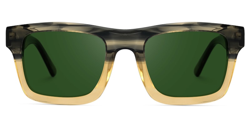 Riley Rectangle Cameo-Green Sunglasses