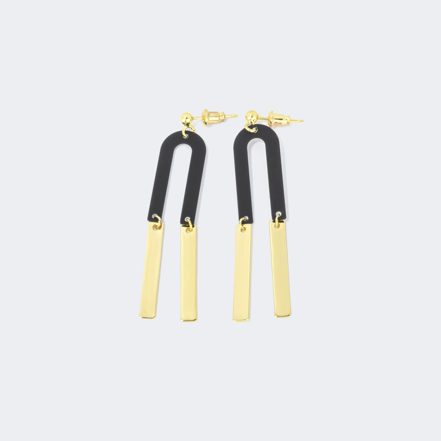 Stylish Arch Black-Gold Earrings | Zeelool Glasses1
