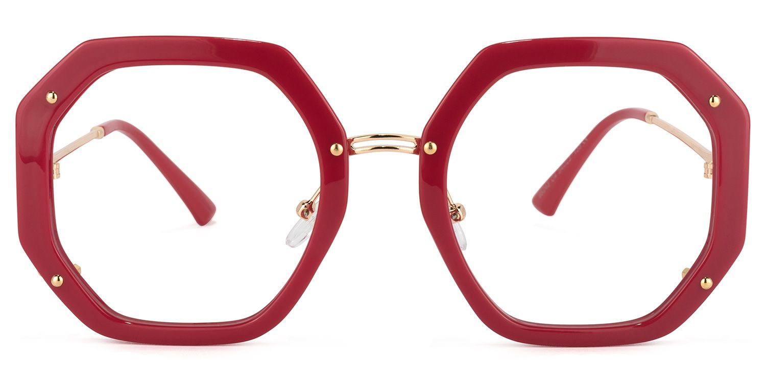 Mariah Geometric Red Glasses | Zeelool Glasses