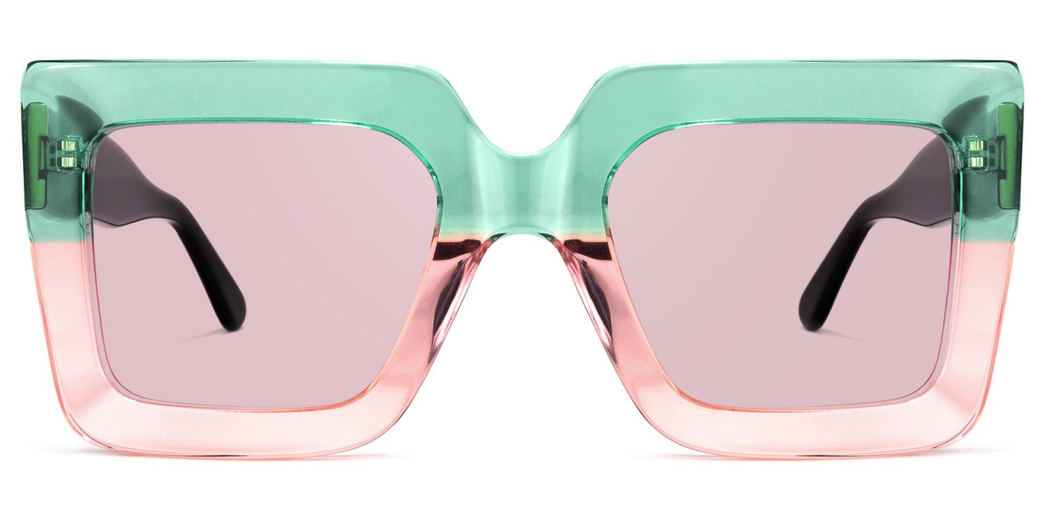 Brandon Square Green-Pink Sunglasses | Zeelool Glasses0