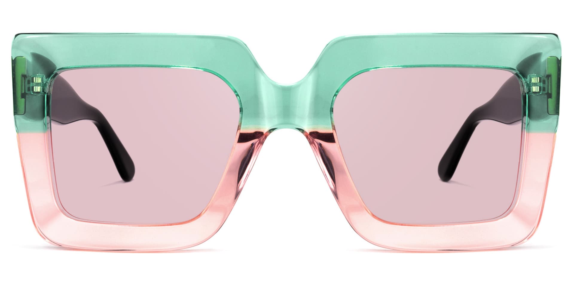Brandon Square Green-Pink Sunglasses | Zeelool Glasses0