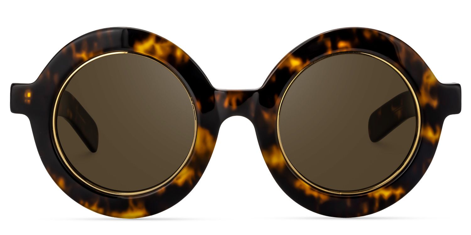 Calhoun Round Yellow Tortoise Sunglasses | Zeelool Glasses0