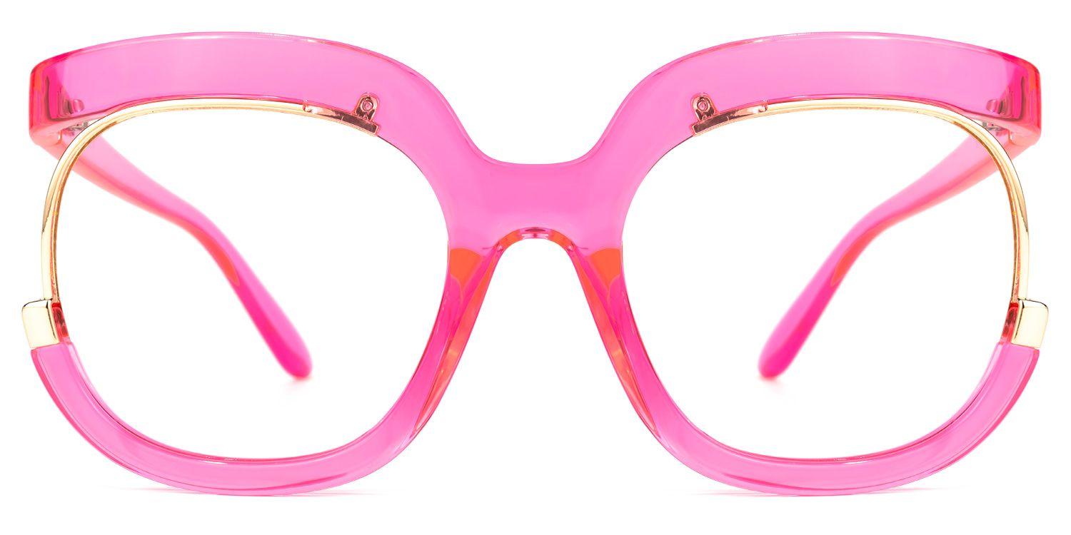 Darice Pink Round Transparent Semi-Frame Glasses | Zeelool0
