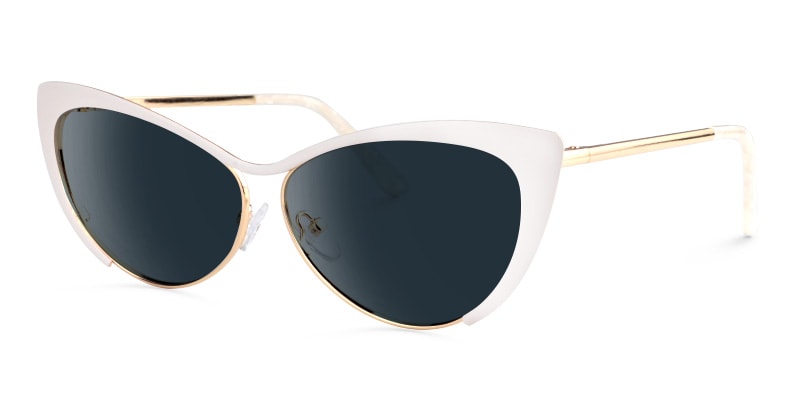 Ellen Cateye White Sunglasses