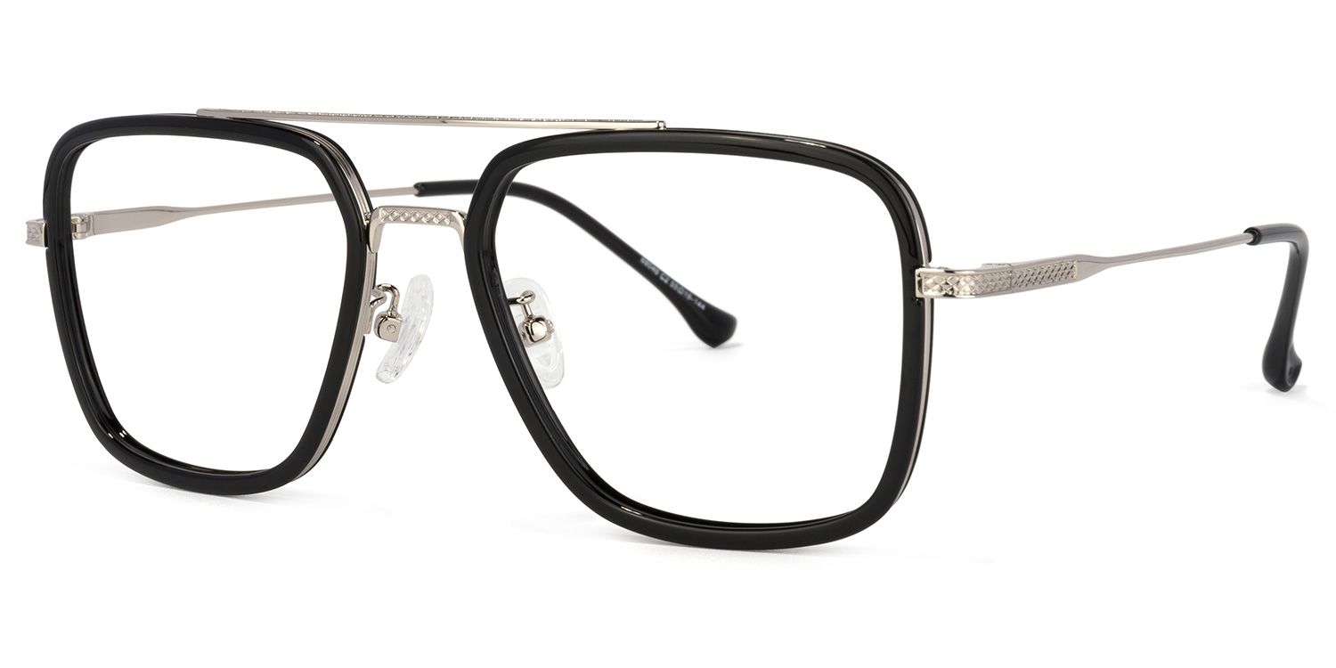Nayeli Aviator Black-Silver Glasses | Zeelool Glasses1