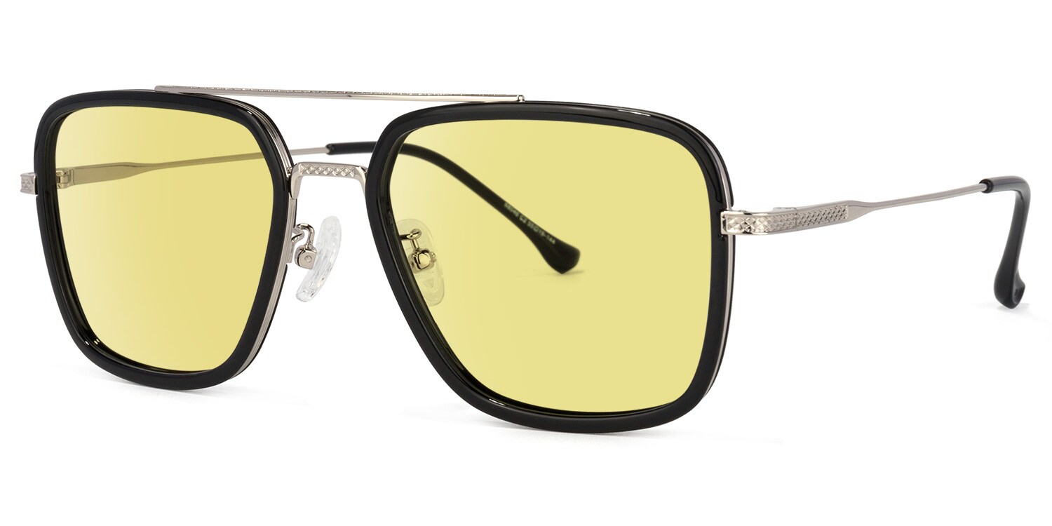 星眼鏡 Nayeli Aviator Black-Silver Sunglasses | Zeelool Glasses