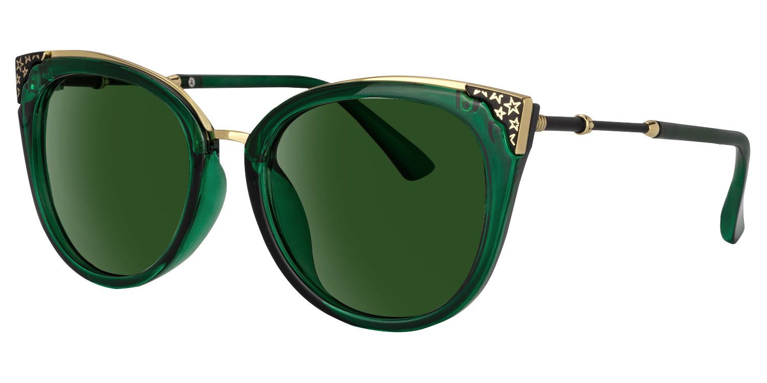 Dalton Cat Eye Dark Green Sunglasses | Zeelool Glasses1