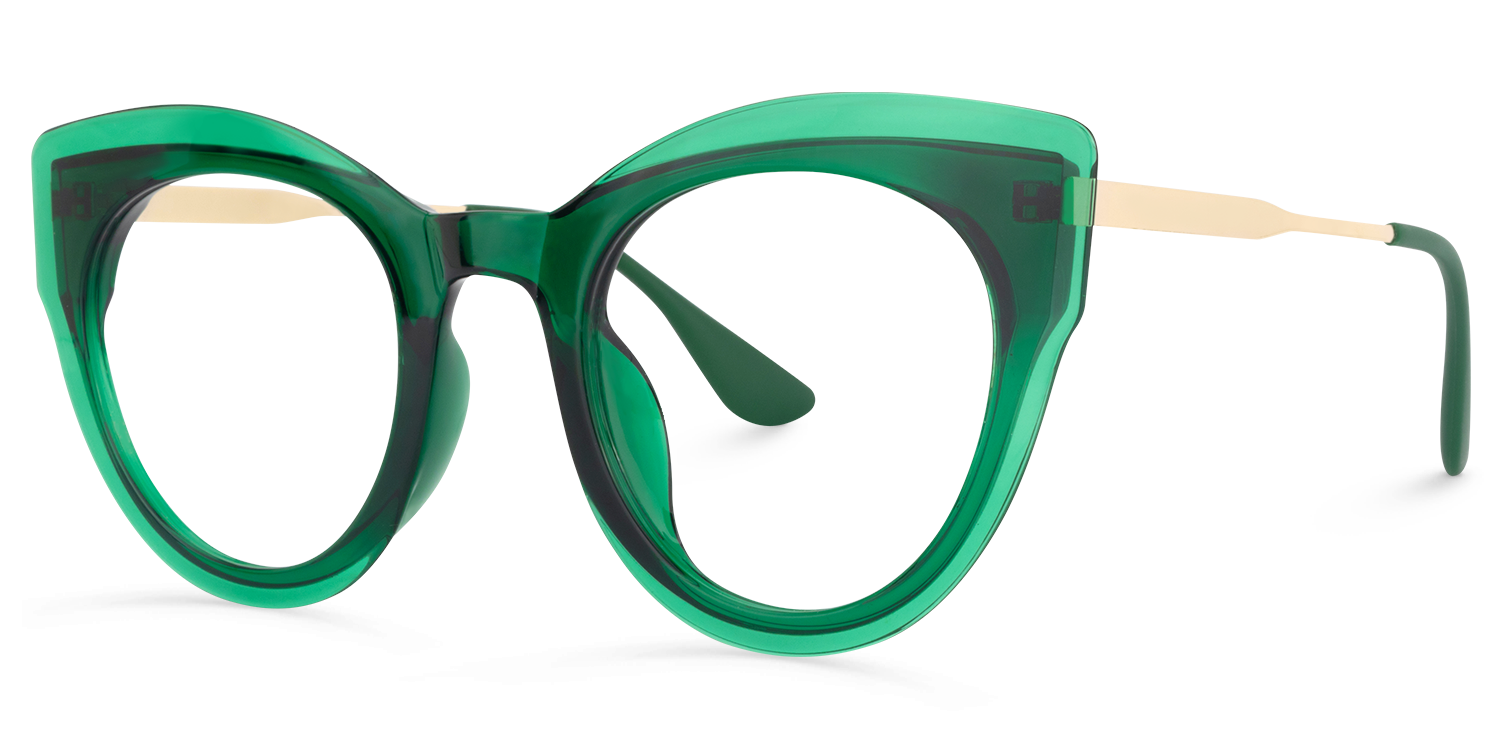 Demetrius Cat Eye Dark-Green Glasses | Zeelool Glasses1