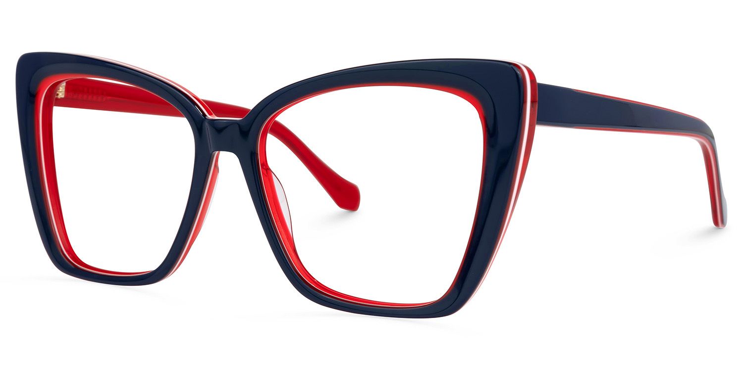 Shanell Butterfly Blue-Red Frame Glasses | Zeelool Optical1