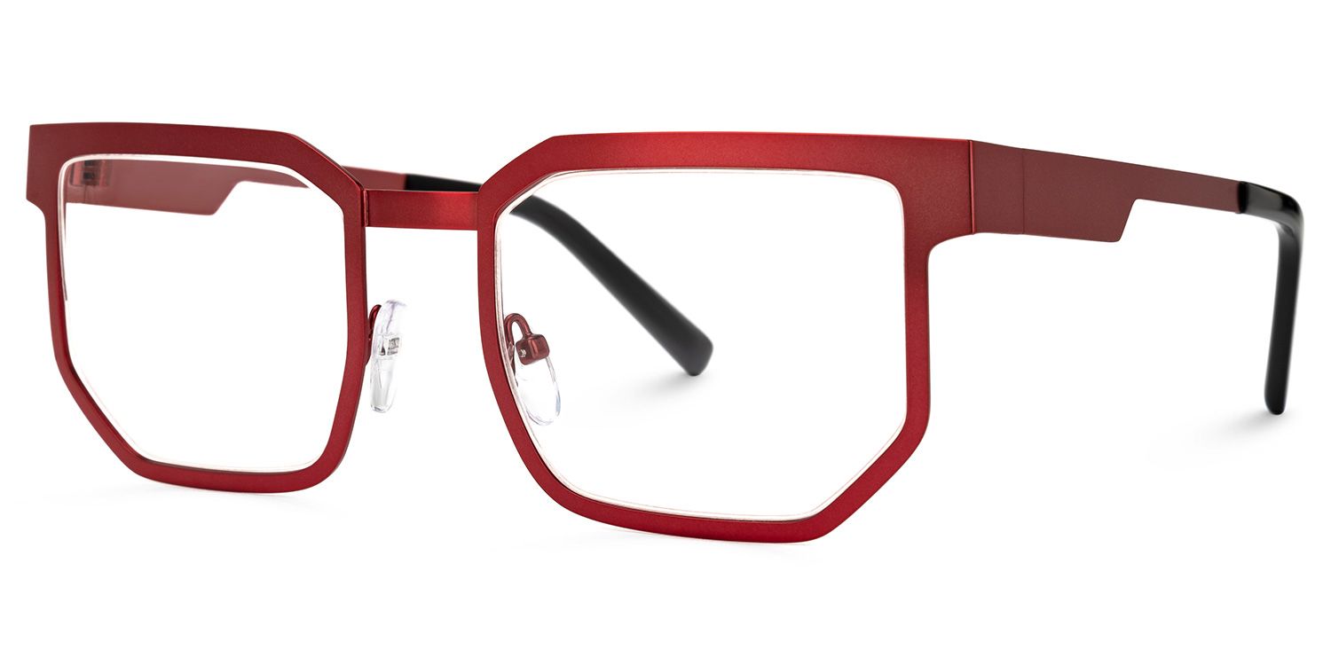 Lassiter Geometric Red Glasses | Zeelool Glasses1