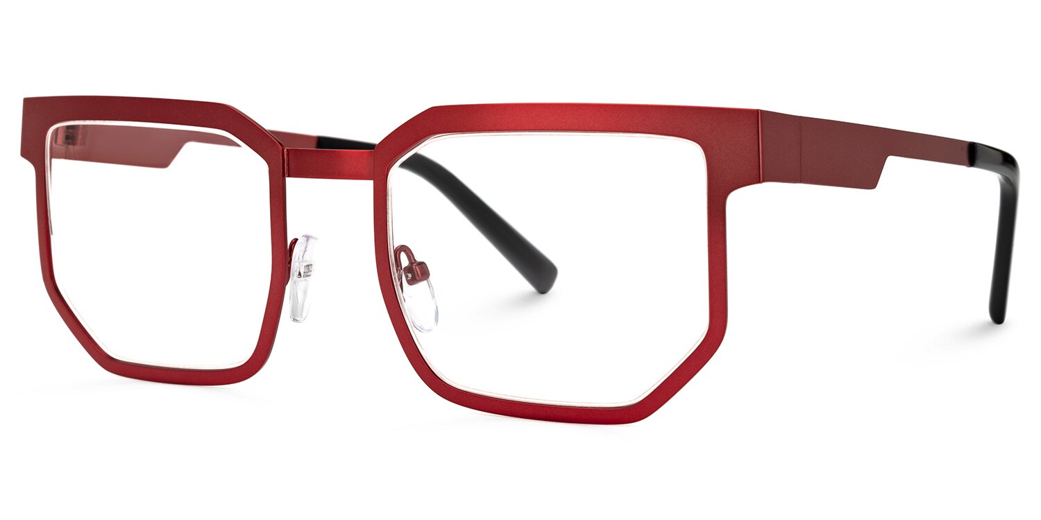 Lassiter Geometric Red Glasses | Zeelool Glasses