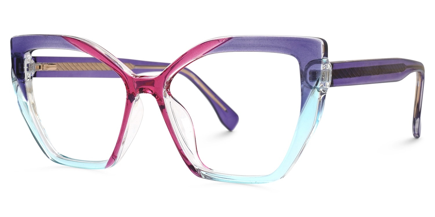 ໒꒱. ゜ Durga Geometric Multicolor Glasses | Zeelool Glasses