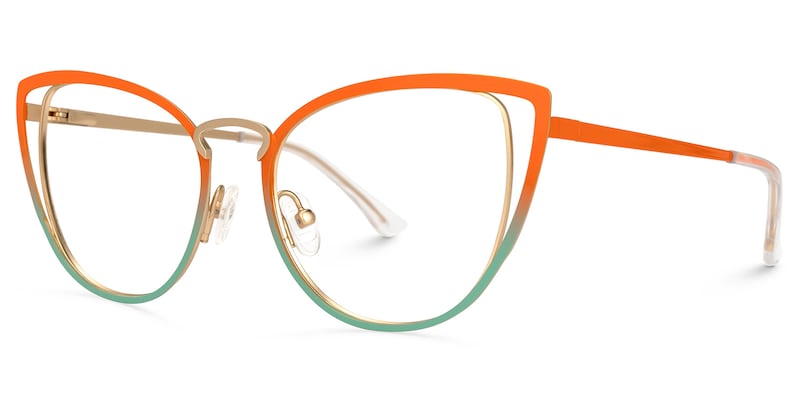 Neicy Cateye Orange-Green Glasses | Zeelool Glasses1