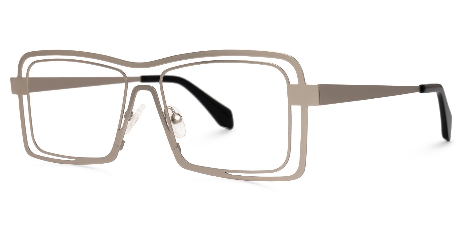 Tosin Square Silver Glasses | Zeelool Glasses1