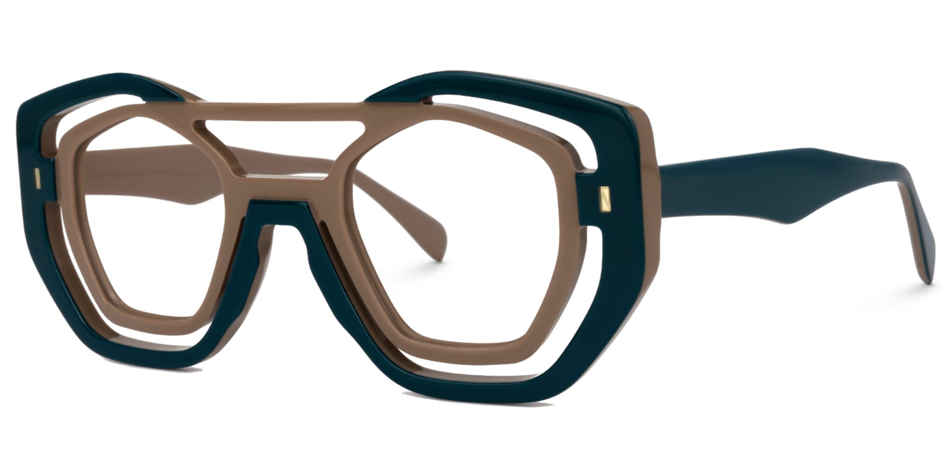 Valeria Geometric Green-Coffee Glasses | Zeelool Glasses1