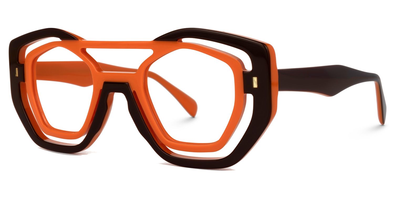 Valeria Geometric Brown-Orange Glasses | Zeelool Glasses