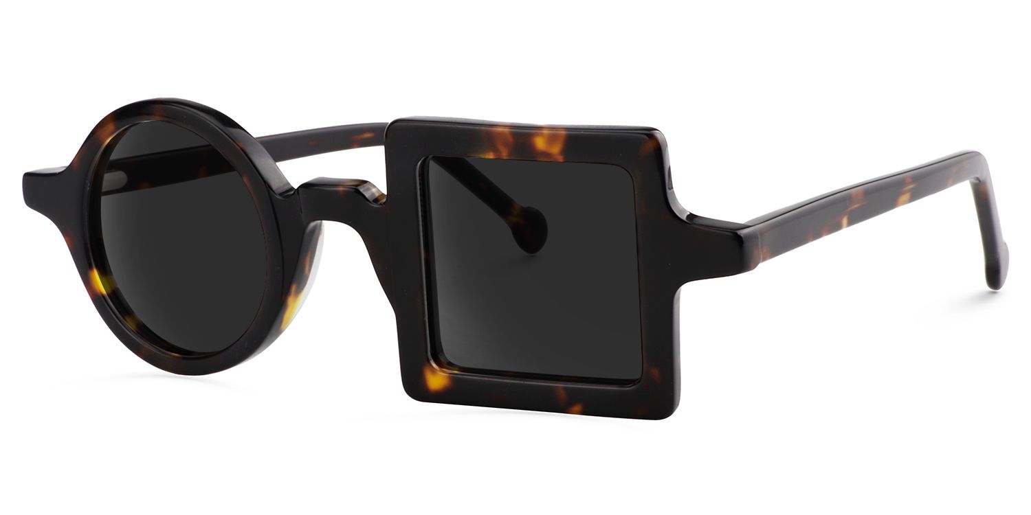 Paola Asymmetric Sunglasses with Tortoise Frames1