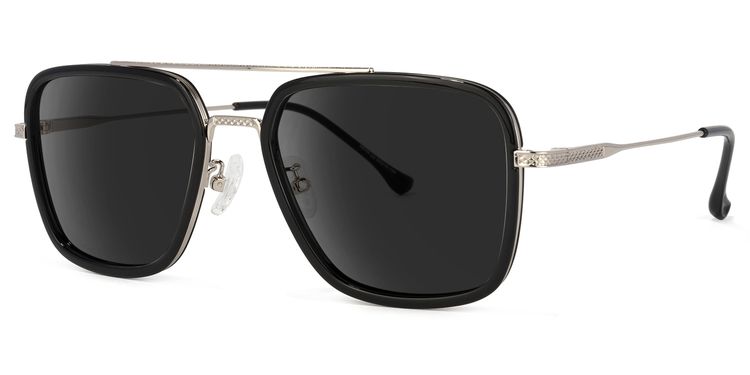 Nayeli Aviator Black-Silver Sunglasses