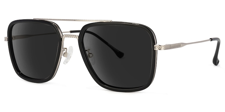 Nayeli Aviator Black-Silver Sunglasses