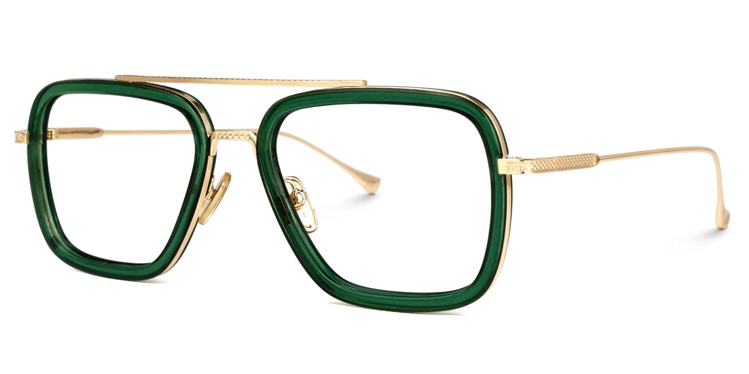 Gifford Rectangle Green Frame Glasses | Zeelool1