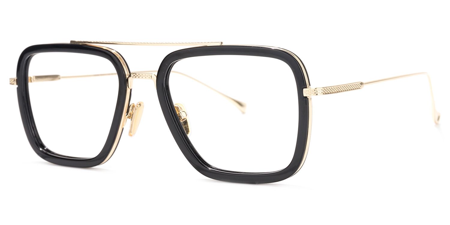 Gifford Aviator Black-Gold Glasses | Zeelool Glasses1