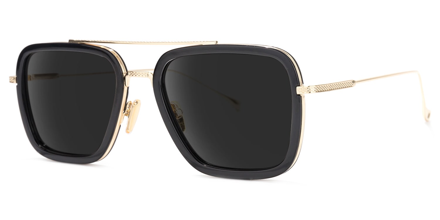 Gifford Aviator Black-Gold Sunglasses