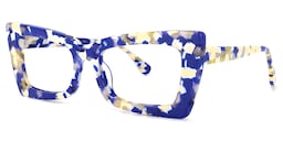 Newell Rectangle Blue-Floral Glasses1