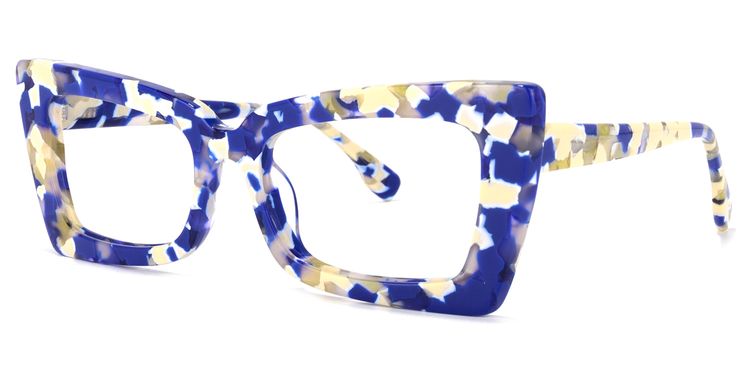 Newell Rectangle Blue-Floral Glasses