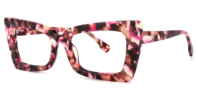 Newell Rectangle Pink-Floral Glasses | Zeelool Glasses1