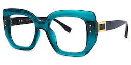 Sienna Square Peacock-Blue Glasses1