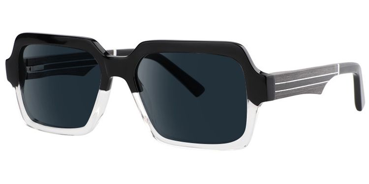 Jack Rectangle Black & Clear Sunglasses