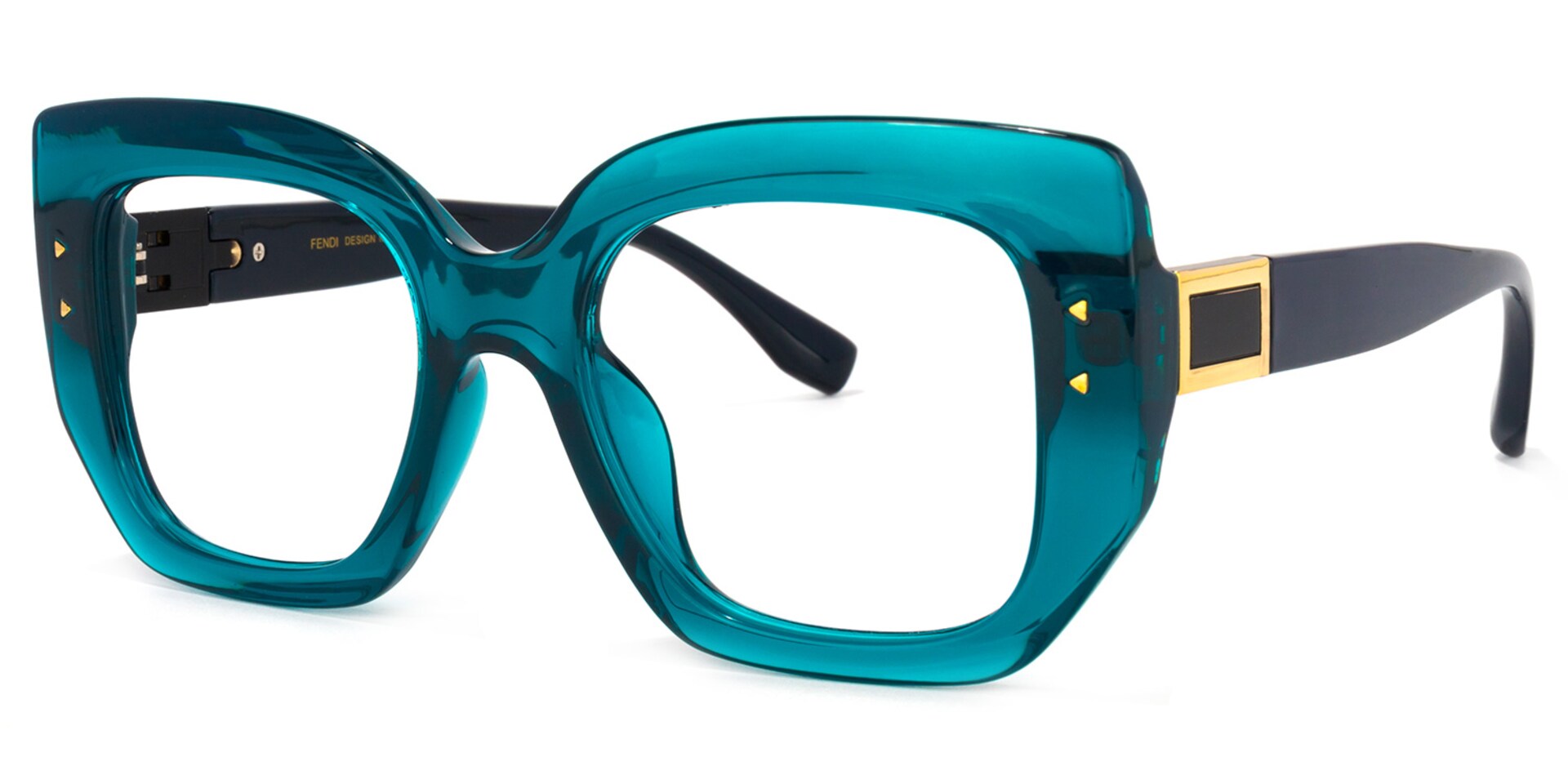 Sienna Square Peacock-Blue Glasses | Zeelool Glasses1