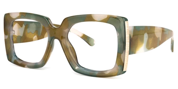Yael Square Olive Glasses