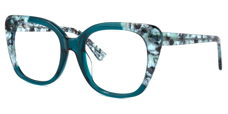 Yanira Square Peacock-Blue Glasses | Zeelool Glasses1