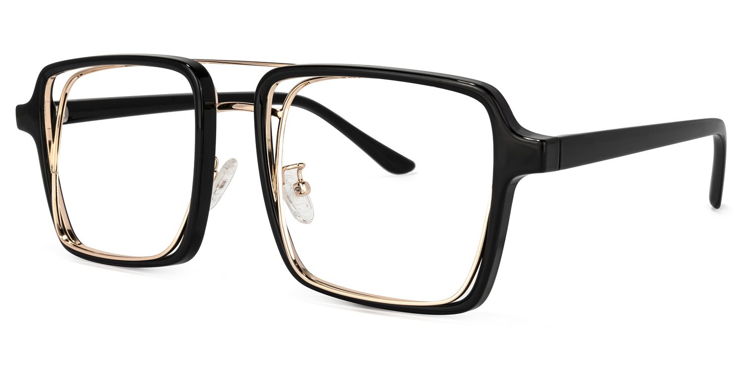 Nellie Aviator Black-Gold Glasses | Zeelool Glasses1