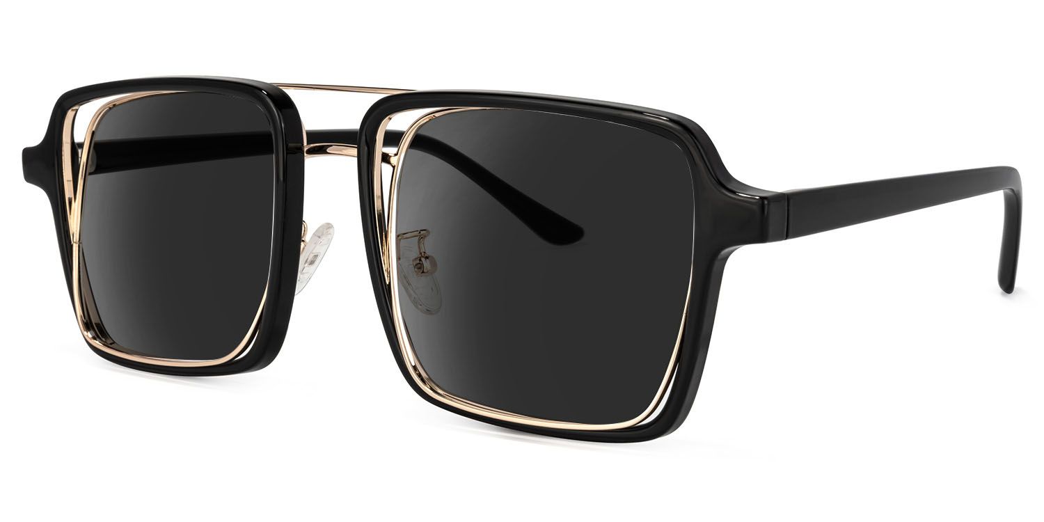 Nellie Aviator Black-Gold Sunglasses | Zeelool Glasses2