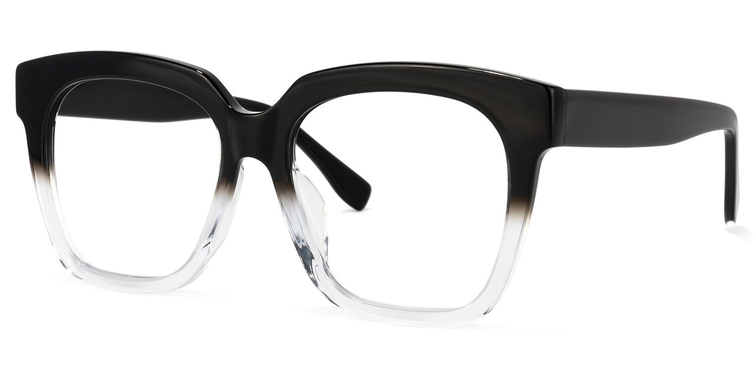 Xion Square Black to Clear Gradient Glasses Ombre Frames1