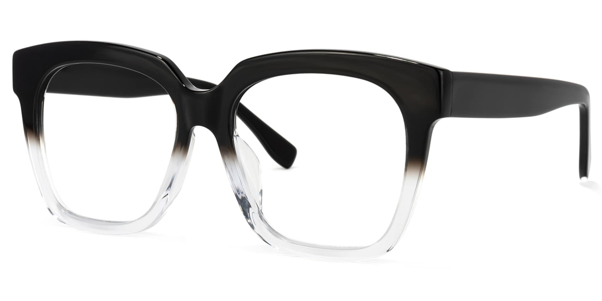 Xion Square Black to Clear Gradient Glasses Ombre Frames1