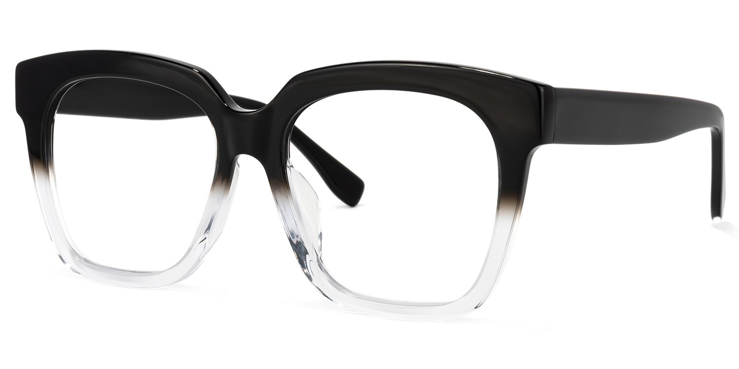 Xion Square Black to Clear Gradient Glasses Ombre Frames1
