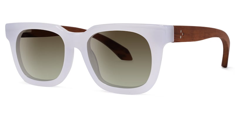 Diana Rectangle White Sunglasses | Zeelool Glasses1