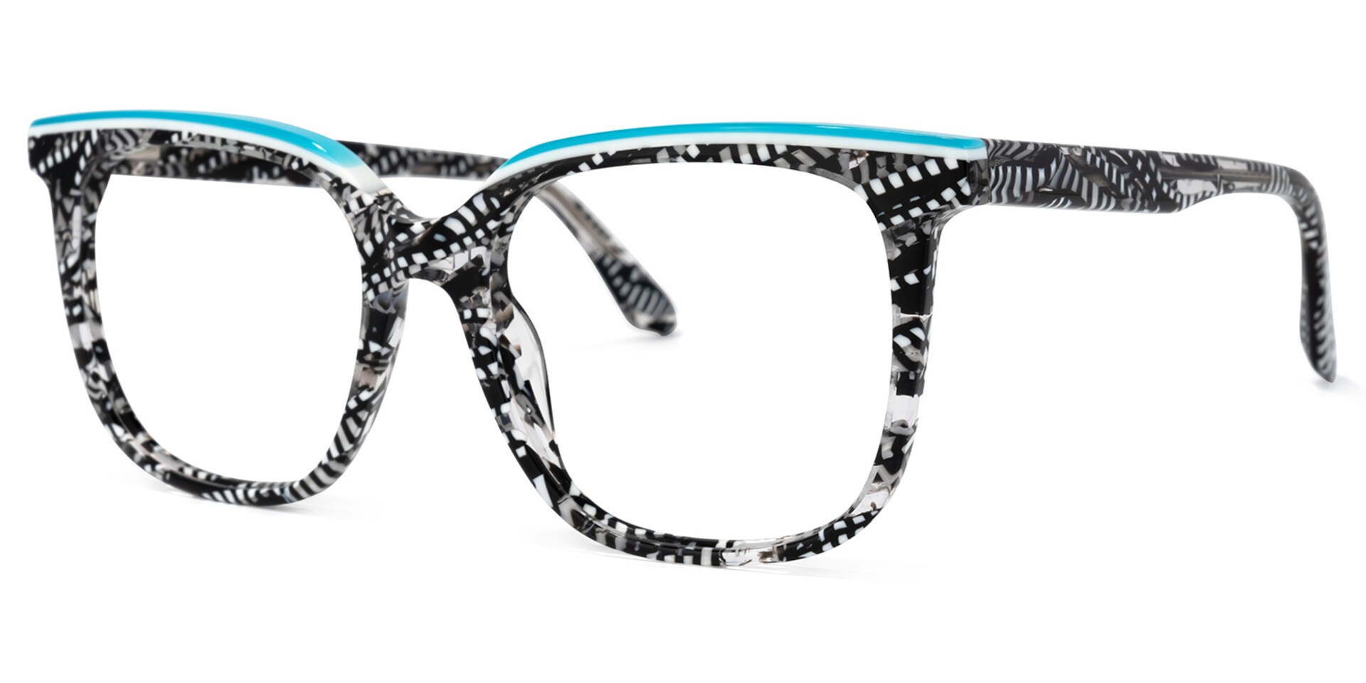 Jaffett Square Black-White Glasses | Zeelool Glasses1